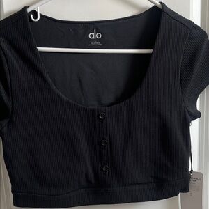 ALO Yoga Black Ribbed Bodysuit